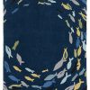 Rugs * | Quick Delivery Trio Fish Navy & Multi 2 3 Linon Home Decor Rugta58523