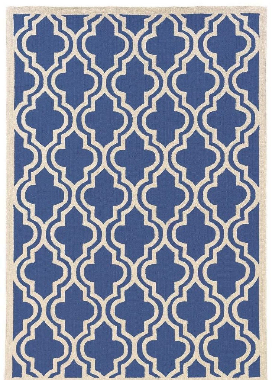 Rugs * | Crazy Deals Silhouette Quatrefoil Navy & Ivory 2 3 Linon Home Decor Rug-Sh1123