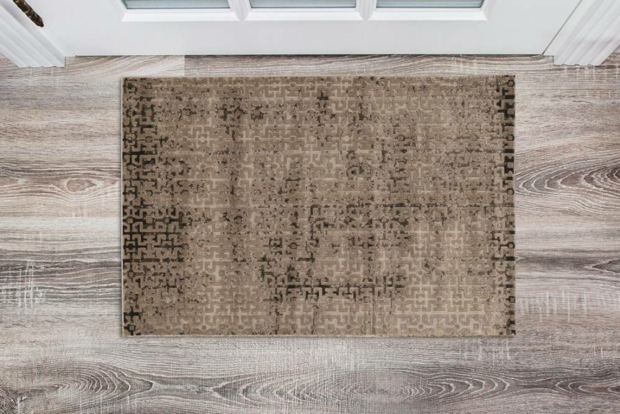 Rugs * | Top Sellers Jewel Maze Beige & Brown 2 3 Linon Home Decor Rugbyj2023