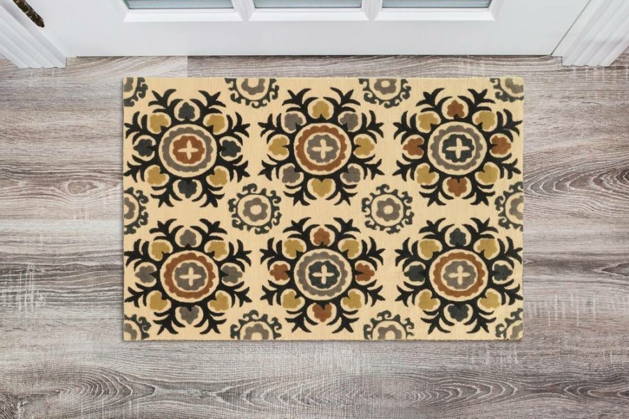 Rugs * | Best Sellers Trio Suzanni Ivory & Multi 1.10 2.10 Linon Home Decor Rug-Taf1023