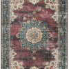 Rugs * | Crazy Deals Washable Bryant Ivory/Burgundy 2 3 Linon Home Decor Rugwr1023