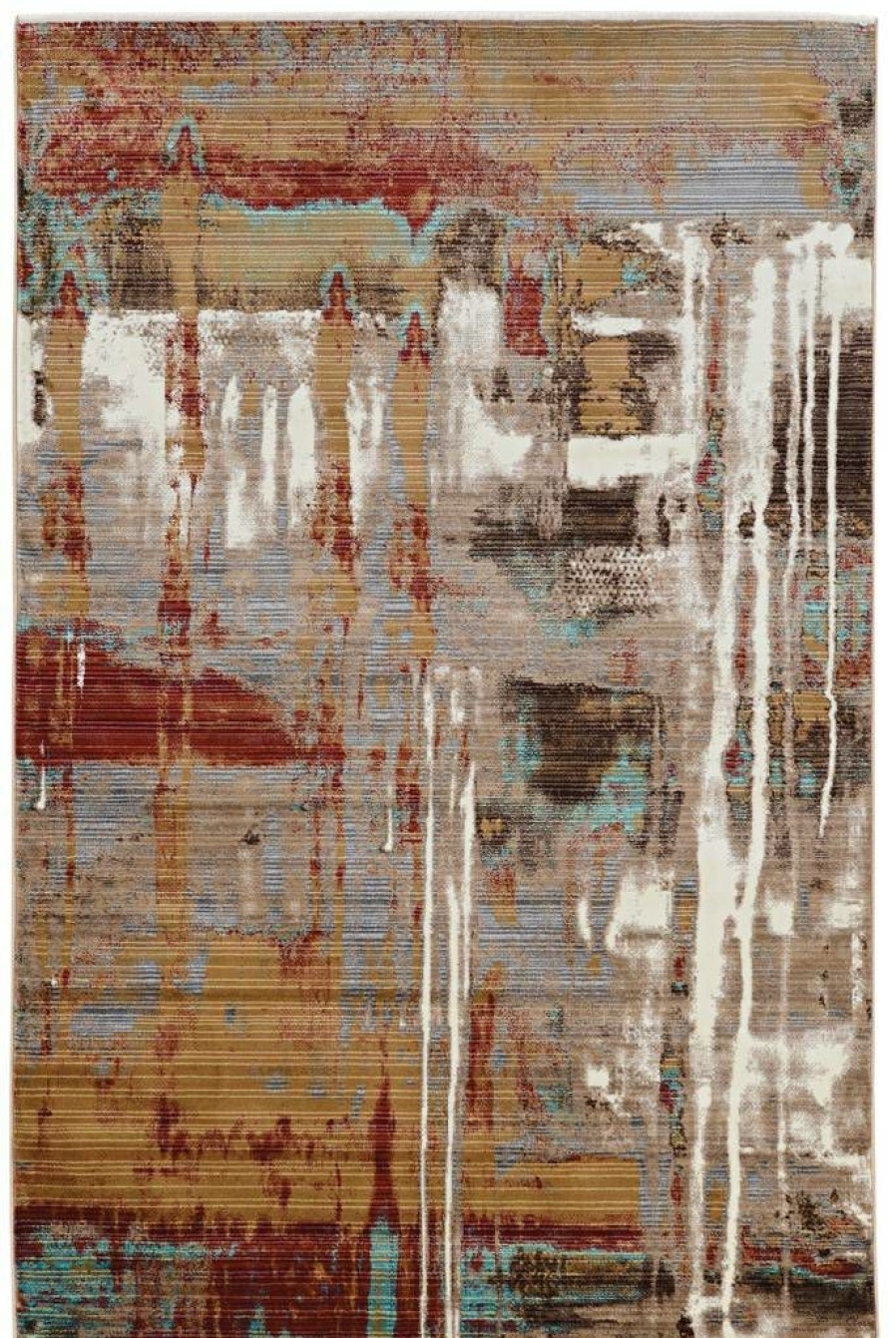 Rugs * | Crazy Deals Illusions Autumn Beige & Ivory 3 5 Linon Home Decor Rugil0235