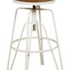 Bar * | Special Style White Metal & Wood Stool Linon Bs243Wht1As