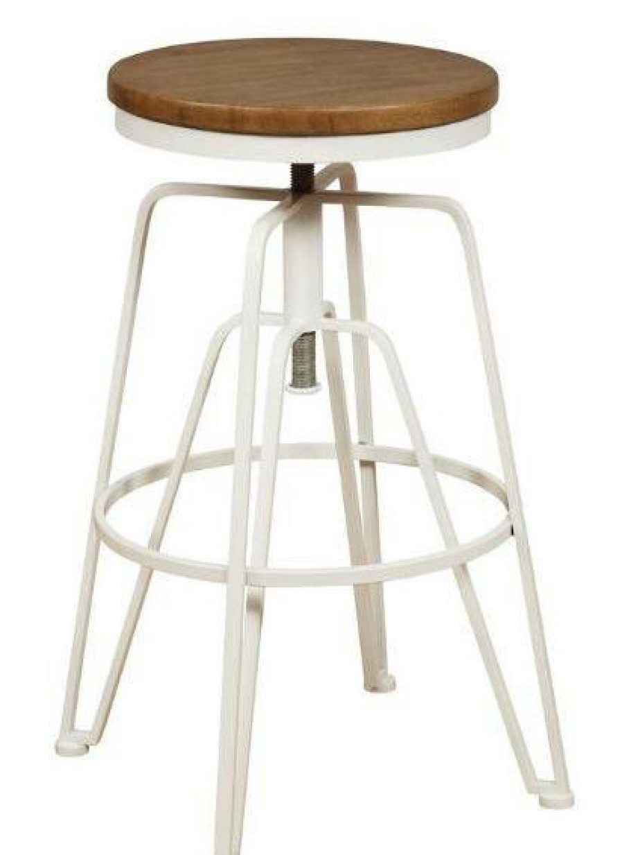 Bar * | Special Style White Metal & Wood Stool Linon Bs243Wht1As