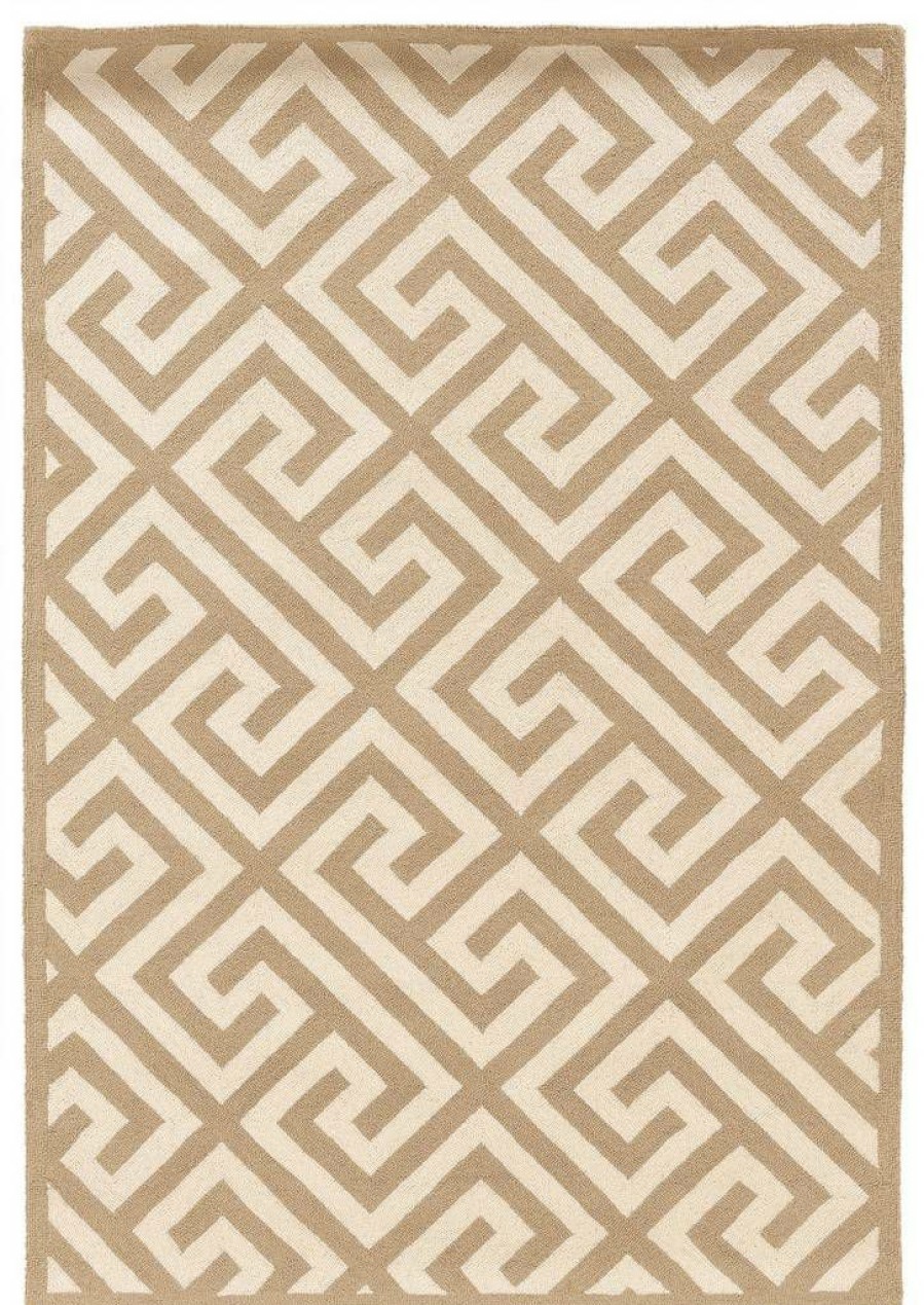 Rugs * | Excellent Silhouette Greekkey Beige & Ivory 2 3 Linon Home Decor Rug-Sh0623