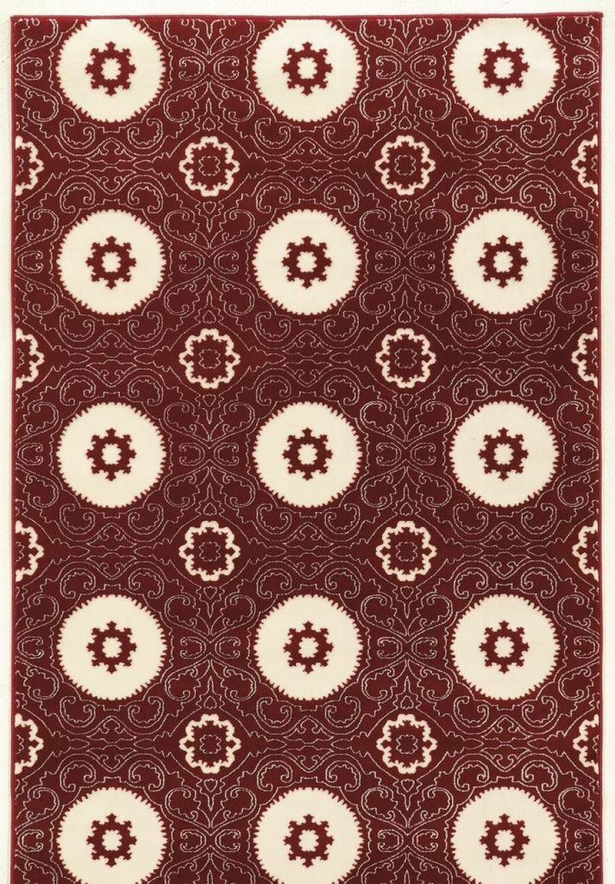 Rugs * | Quick Delivery Prisma Karma Red & White 2 3 Linon Home Decor Rugpa1323