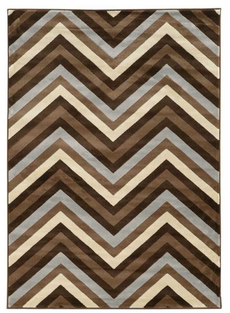 Rugs * | Fashion Roma Chevron Chocolate & Beige 2 3 Linon Home Decor Rugra1423