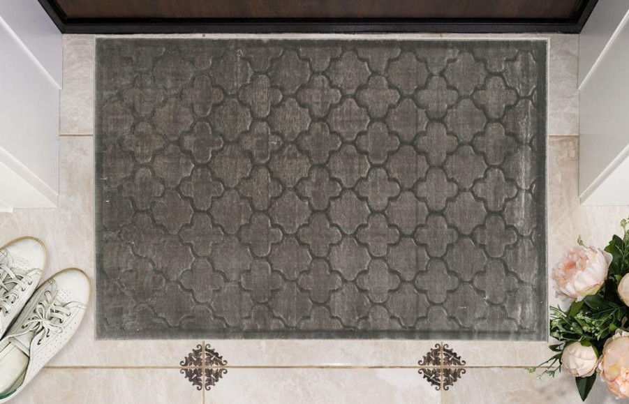 Rugs * | Fashion Platinum Trellis 2 Grey & Ltgrey 2 3 Linon Home Decor Rugpm1923