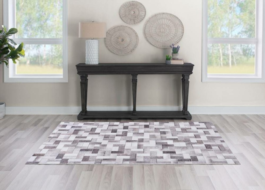 Rugs * | Crazy Deals Laredo Burke Grey & Ivory 6.7 9.7 Linon Home Decor Ruglo1271