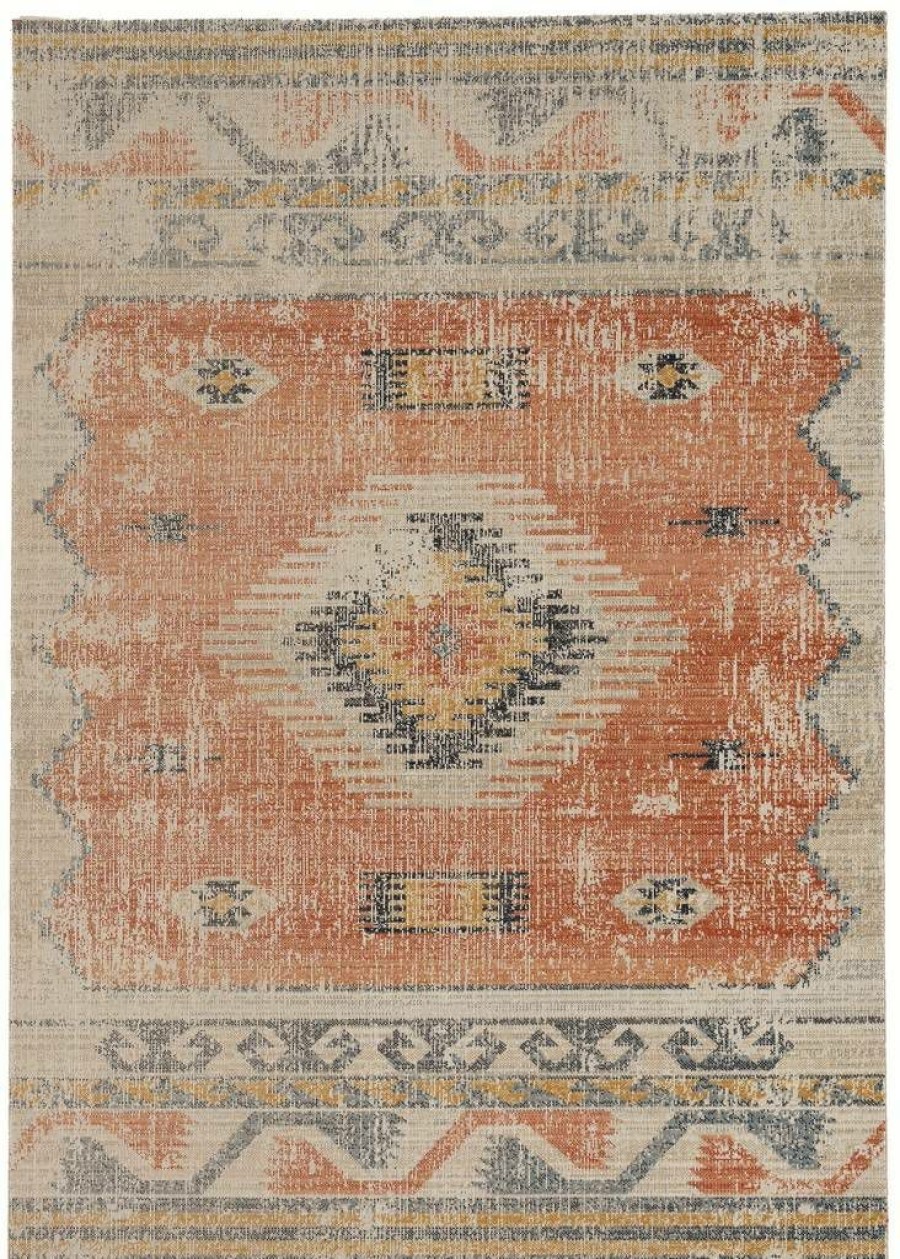 Rugs * | Quick Delivery Great Zero Barlow Ivory & Rust 2 3 Linon Home Decor Ruggz0523