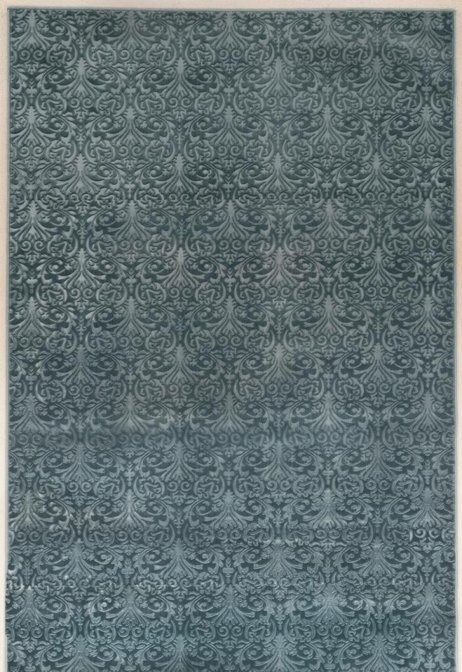 Rugs * | Cheap Evolution Damask Blue 2 3 Linon Home Decor Rugev0323